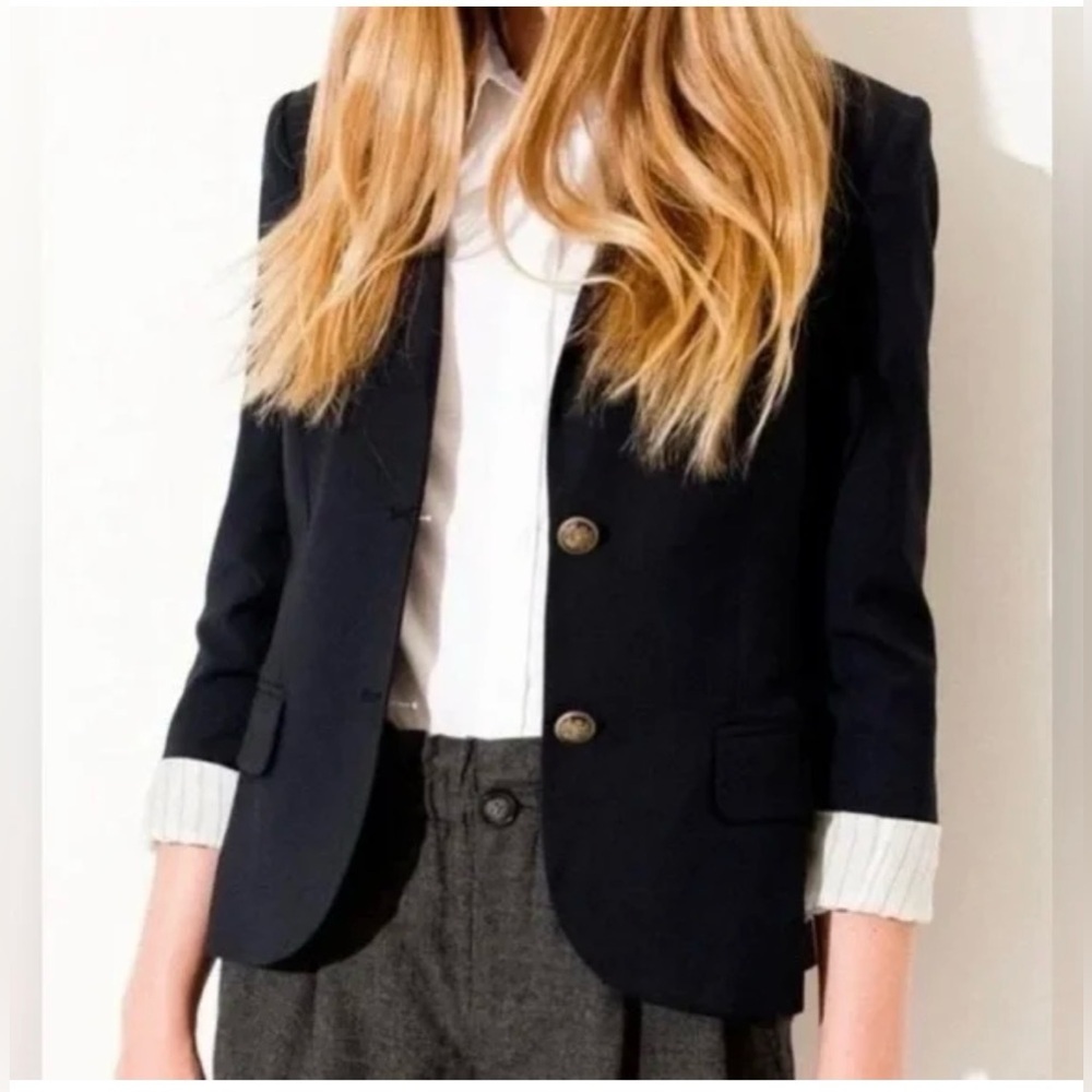 ARITZIA Talula Exeter Boyfriend RollSleeve Dark Navy Blazer Womens SZ 4 EUC -🍂